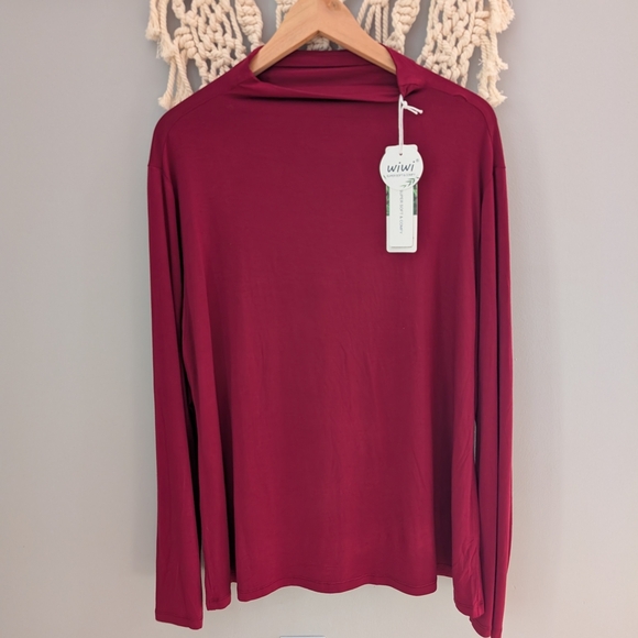 2/$20 Red Women's Top Bamboo Nwt Long Sleeve Xxl - Picture 2 of 4